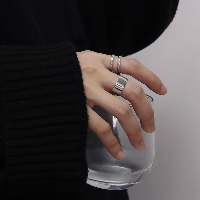 Set 3 Nhẫn Đeo Tay Kim Loại Phong Cách Hip Hop Cho Nữ