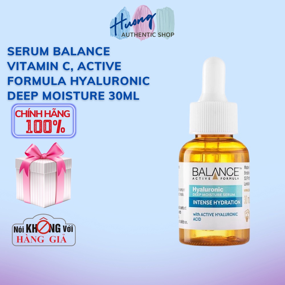 Serum Balance Vitamin C, Active Formula Hyaluronic Deep Moisture 30ml, Dưỡng Ẩm Ngừa Mụn, Mờ Thâm Sáng Da, Chống Lão Hóa