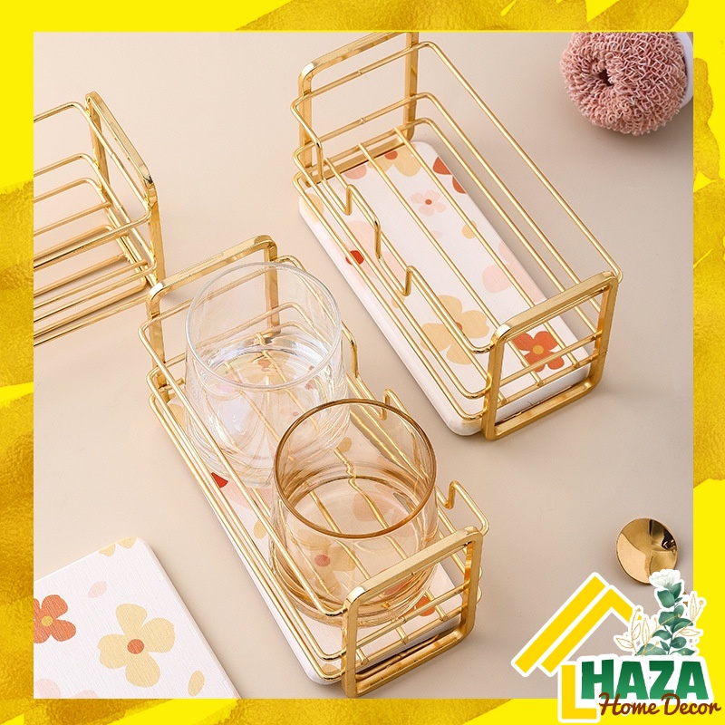 Kệ đựng đồ rửa bát, bộ cốc đánh răng chống gỉ phong cách sang trọng [Haza Home Decor]
