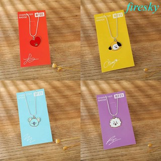 2pcs Dây chuyền kim loại mặt hình nhân vật BT21 nhóm nhạc BTS Hàn Quốc