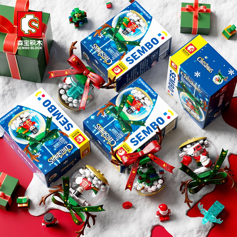 Mẫu Lắp Ráp mô hình Sembo 601055 Christmas Crystal Ball Ornaments Festival Santa Claus Tree