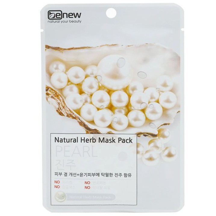 [Mã FMCG8 - 8% đơn 250K] Bộ 9 Miếng Đắp Mặt Nạ Trắng Da Benew Natural Herb Mask Pack Pearl Hàn Quốc 22ml/Cái