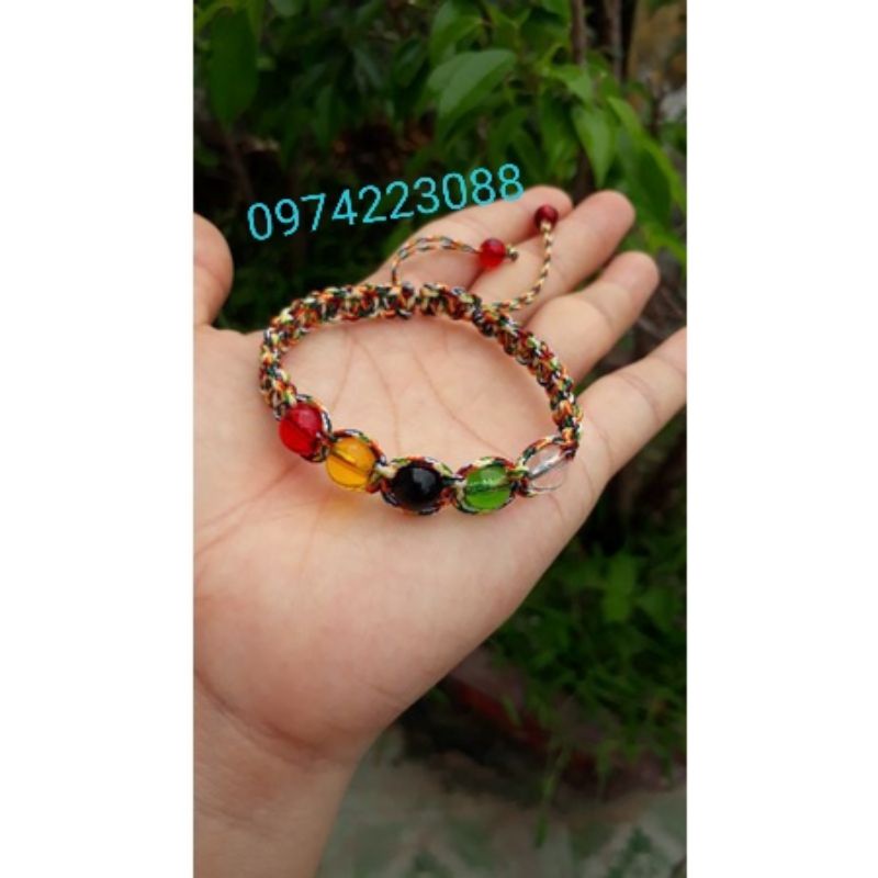 Vòng tay chỉ ngũ sắc pha lê phong thủy