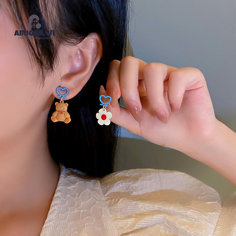 ✨✨Bông tai S925 hình gấu và hoa dễ thương dành cho nữ