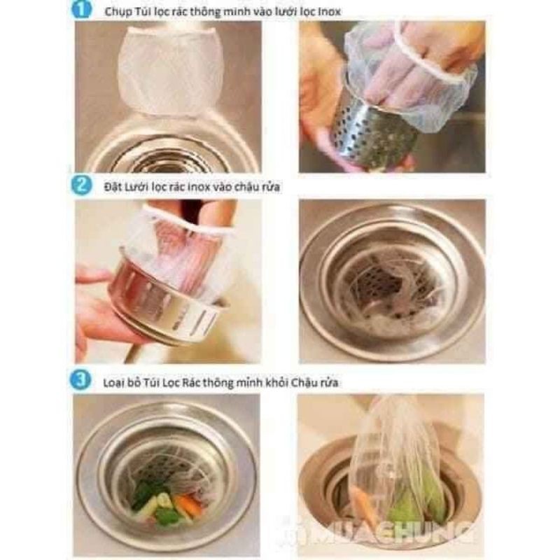 Sét 100 chiếc túi lọc rác tránh tắc nghẽn bồn rửa tiện dụng