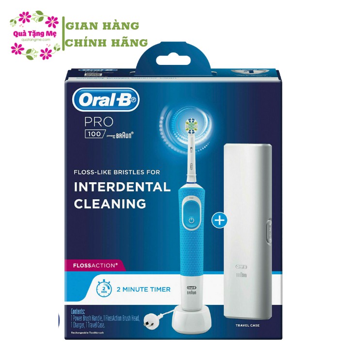 Bàn Chải Đánh Răng Điện Cao Cấp Oral B PRO 100 FlossAction Rechargeable Electric Toothbrush