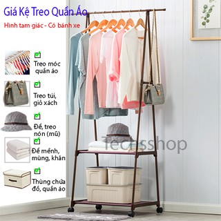 Kệ Treo Quần Áo Hình Tam Giác Có Bánh Xe Đa Năng - Giá Để Đồ Trong Phòng Ngủ