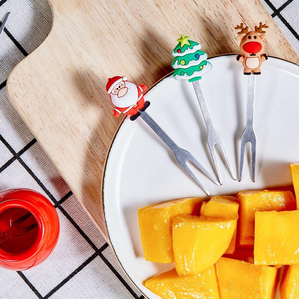 Nĩa Ăn Trái Cây Hình Ông Già Noel Tuần Lộc Người Tuyết Tuần Lộc Dễ Thương