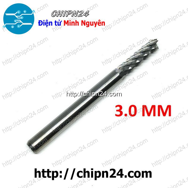 [1 CÂY] Mũi PHAY mạch in CNC HỢP KIM 3.0mm (Mạch điện tử, PCB)