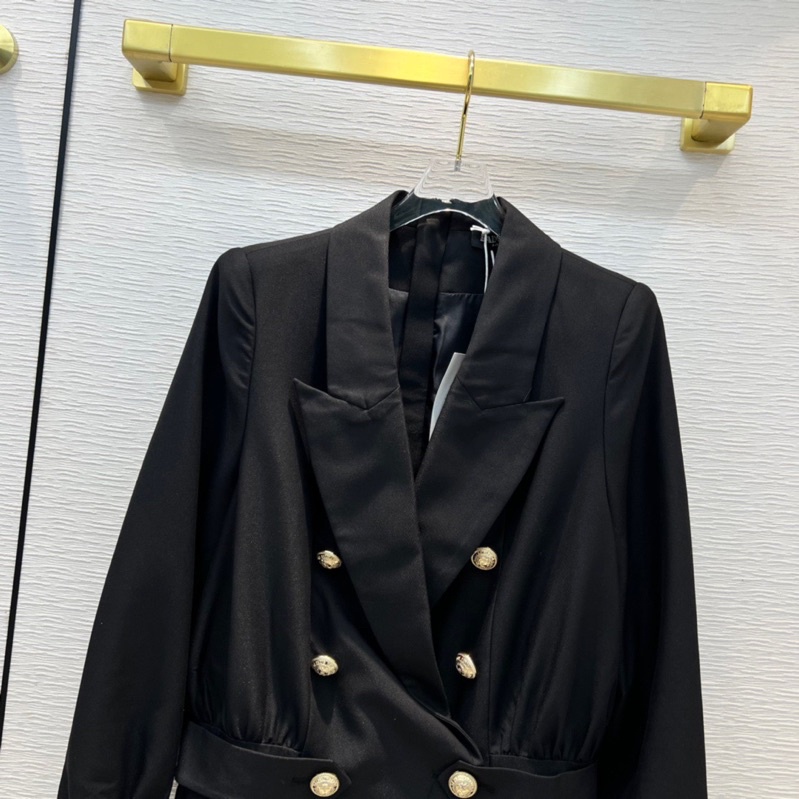 Đầm blazer dáng ngắn ôm hai hàng cúc ánh kim sang trọng thương hiệu YSL cao cấp