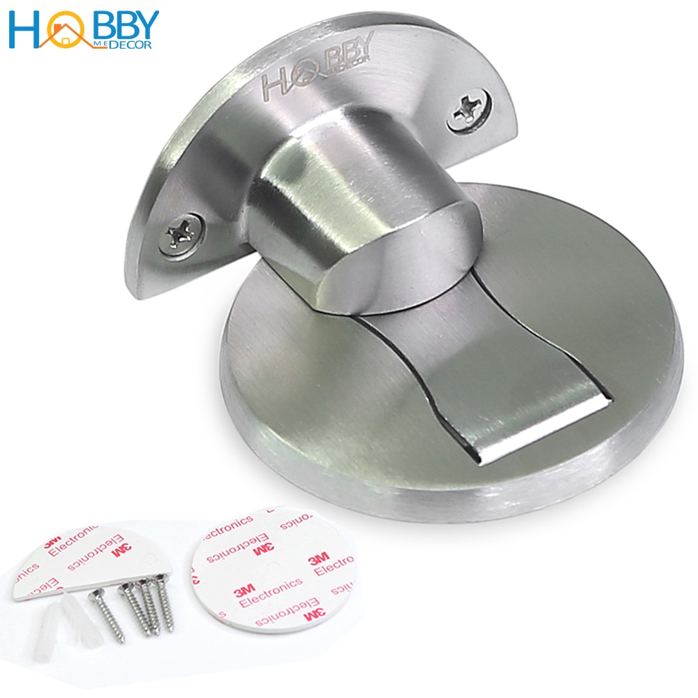 Bộ chặn cửa đế dẹp dán nền gạch men HOBBY Home Decor CC2 - chuẩn Inox 304 - kèm keo dán và đinh ốc