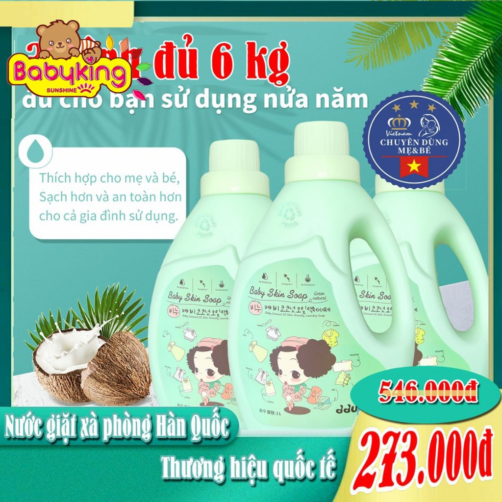 Lốc 3 chai Nước giặt xà phòng giặt mẹ&bé ddung Hàn Quốc,bột giặt, nước giặt xà bông giặt cho cả giặt máy và giặt tay.