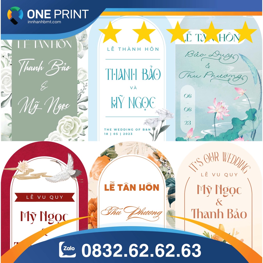 Combo in 20 nhãn chai nước đám cưới, đám hỏi, đính hôn, tân hôn, thành hôn, vu  quy - chai bầu dẹt 330ml