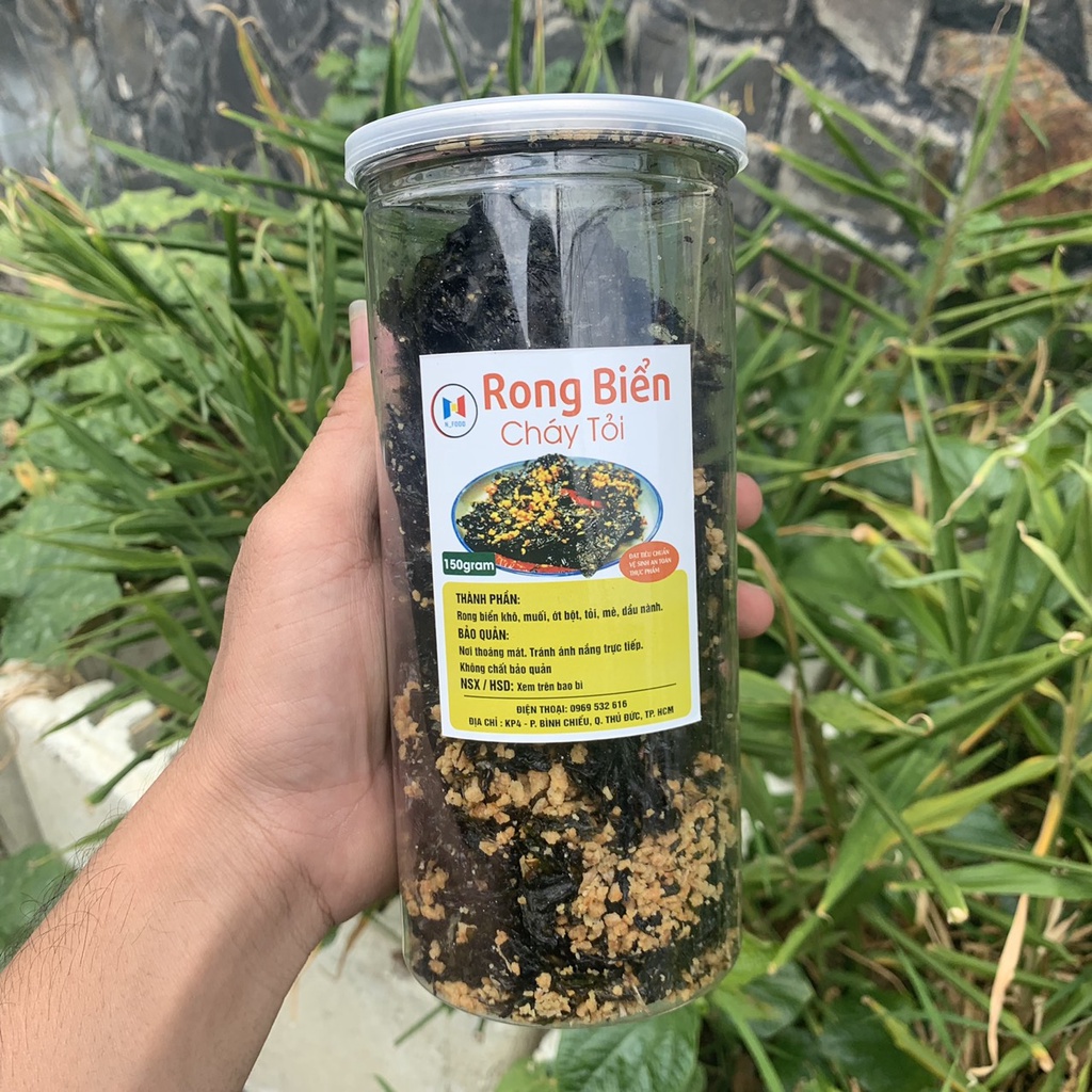 [ HCM ] Rong biển cháy tỏi lon 150gr - rong biển sấy giòn ăn liền