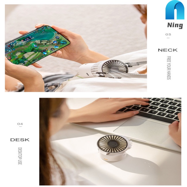 Quạt Đeo Cổ Rảnh Tay Có Thể Sạc Lại Bằng Cổng Usb Dành Cho Hoạt Động Ngoài Trời
