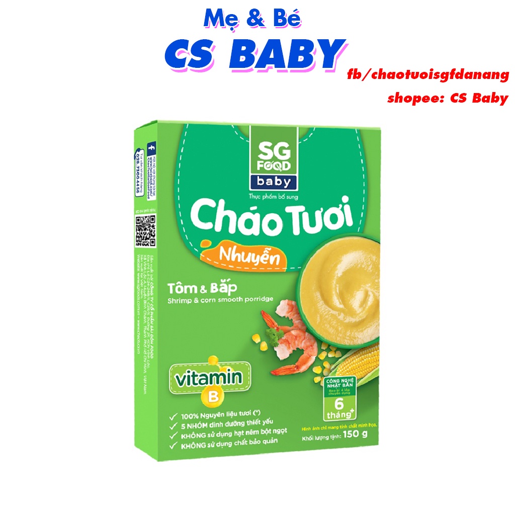 Cháo Tươi Nhuyễn Sài Gòn Food Tôm & Bắp 150g - CS Baby