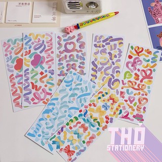 Sticker Toploader Decor Ruy Băng Confetti Bộ 3 Tấm Hình Dán Trang Trí Polaroid Kpop Hàn Quốc RAINBOW