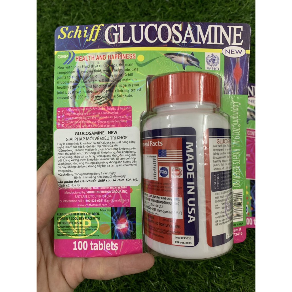 hộp đựng 100 viên khớp GLUCOSAMINE VIP SCHIFF của MỸ