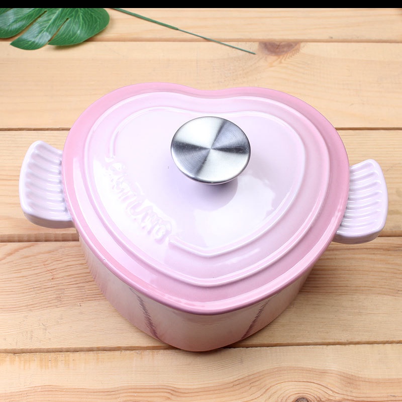 Nồi gang phủ gốm tráng men mẫu trái tim 19cm