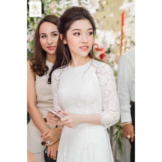 Áo Dài Ren Trắng 4 tà | BigBuy360 - bigbuy360.vn