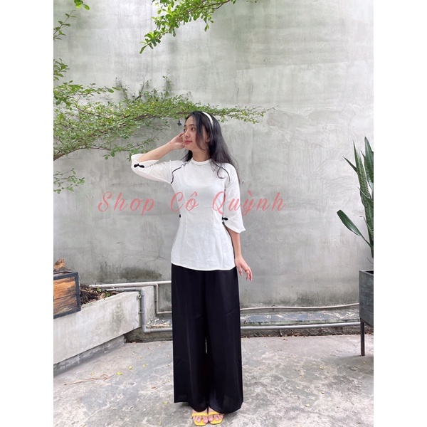 Bộ bà ba cổ bện nút tàu cực tôn dáng siêu sang