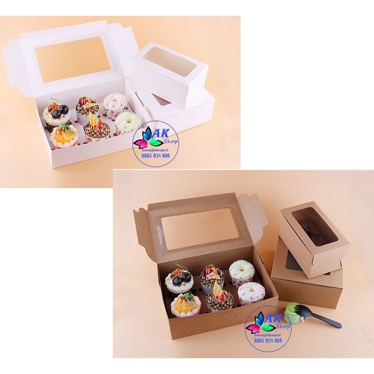 SET 5 HỘP CUPCAKE GIẤY 6 BÁNH