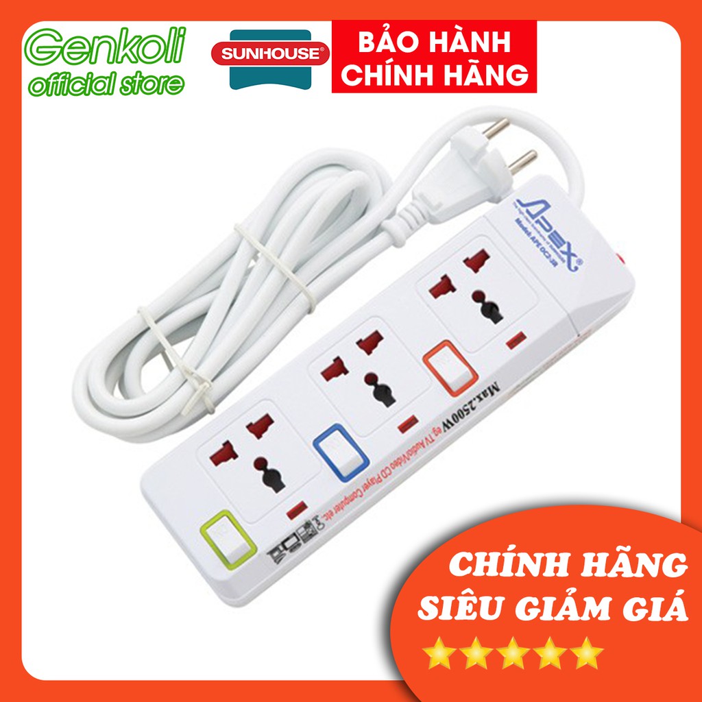 [GIẢM SỐC]Ổ cắm điện Sunhouse cao cấp APE OC2 - 3R, ổ điện SUNHOUSE chính hãng - BẢO HÀNH 1 ĐỔI 1 - Genkoli Sh