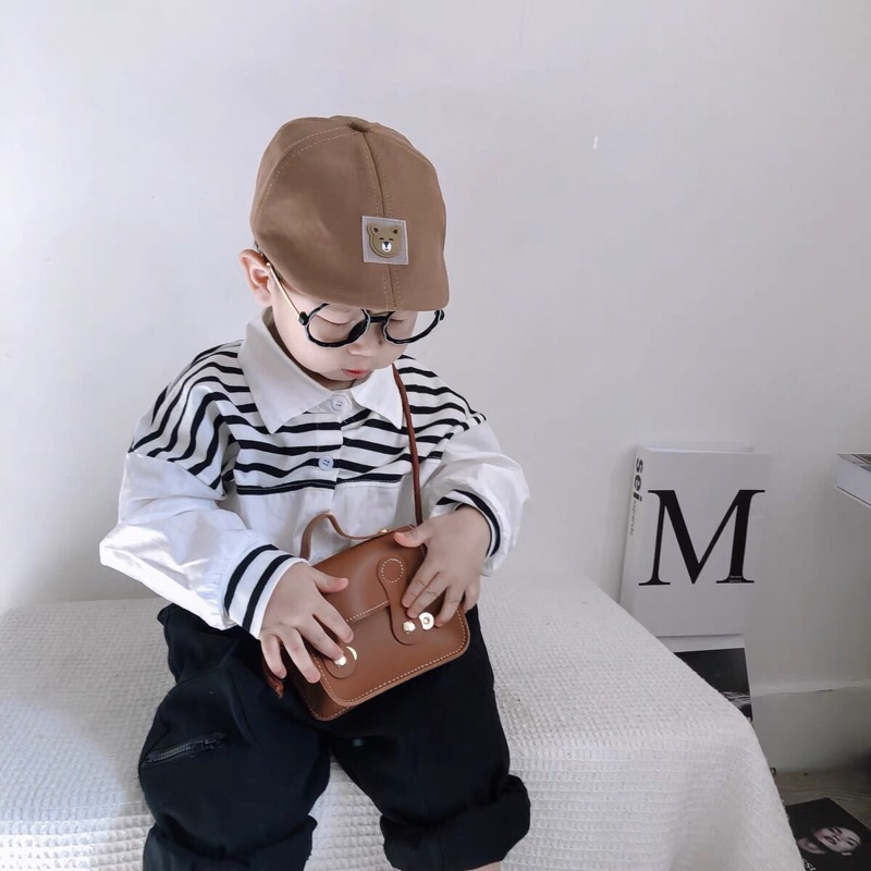 Mũ beret chất kaki hình gấu dễ thương cho bé 2-7 tuổi