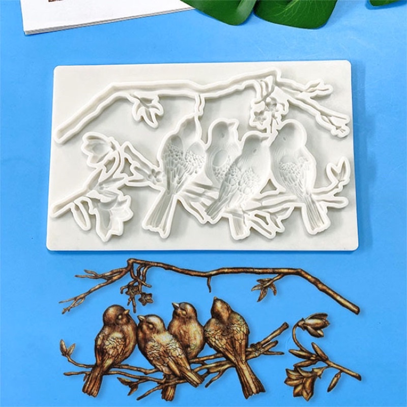 khuôn silicon chim trang trí bánh