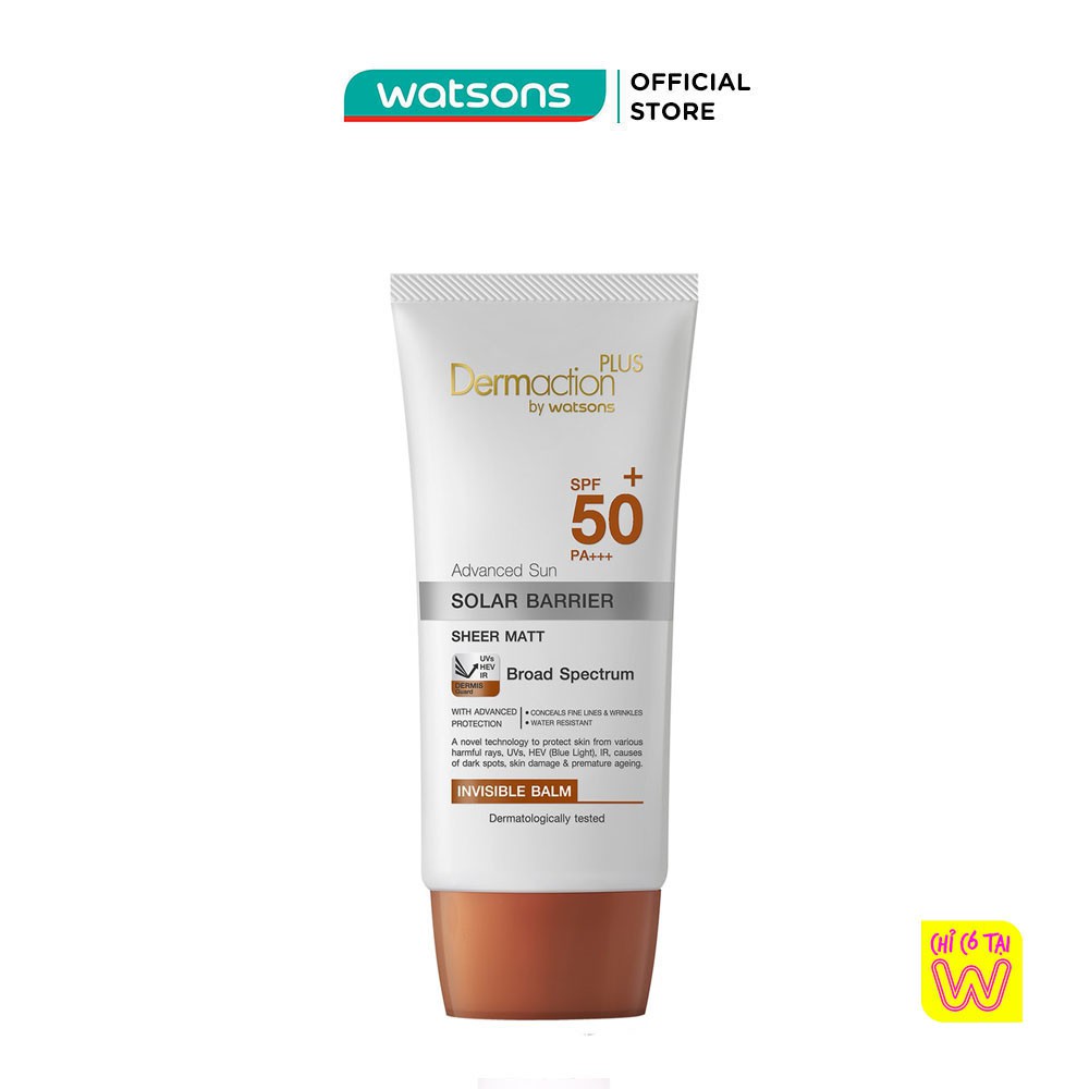 Kem Lót Chống Nắng Trang Điểm Dermaction Plus By Watsons Invisible Balm Không Màu SPF50+ PA+++ 40ml