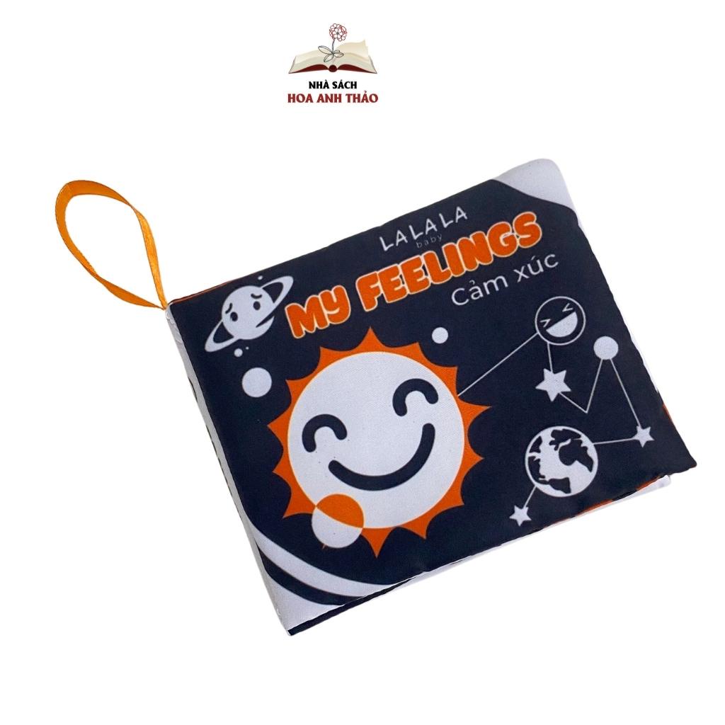 Sách vải cho bé sơ sinh 0 đến 12 tháng Lalala baby, an toàn tuyệt đối, kích thước 12x11cm, 8 mặt sột soạt. MẪU MỚI
