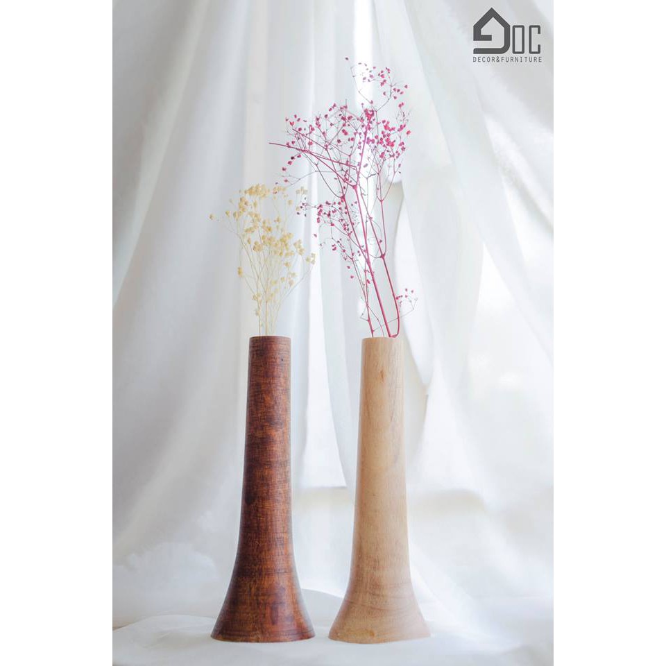 Lọ hoa gỗ, cắm hoa khô, hoa lụa - đồ thủ công mĩ nghệ, trang trí phòng khách, bàn ăn ( cao 22cm)