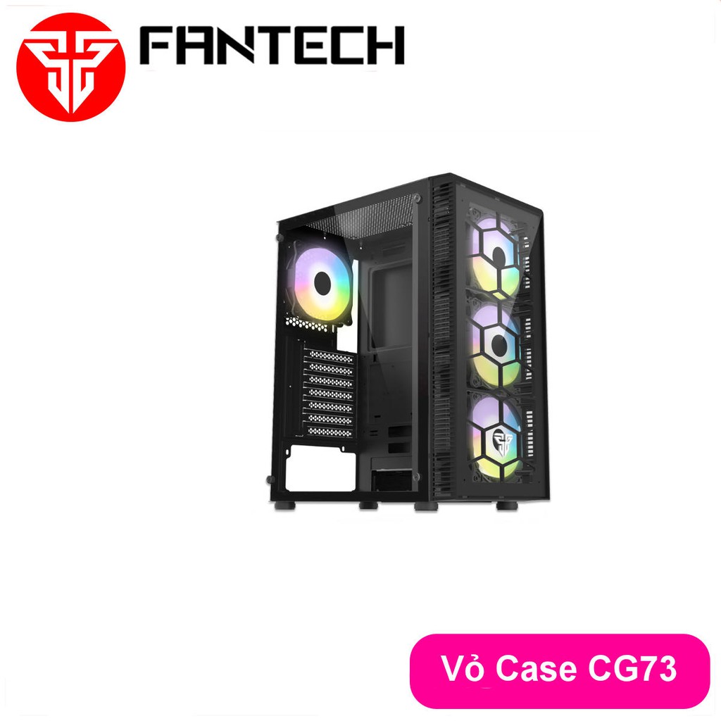 Vỏ Case Máy Tính Mặt Bên Kính Cường Lực FANTECH CG73 HEXA Tặng Kèm 4 Quạt LED RGB