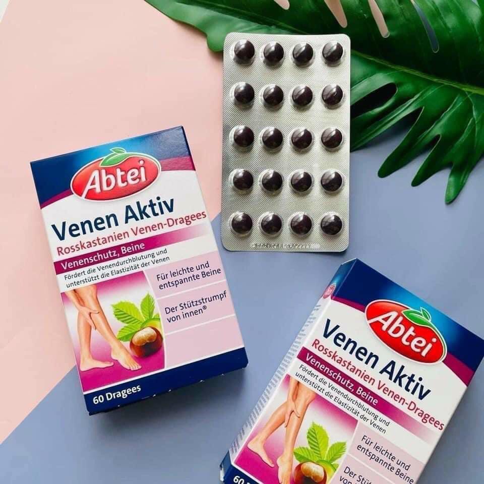 Viên uống hỗ trợ trong giãn tĩnh mạch chân Abtei Venen aktiv Rosskatanien Venen 60 dragees