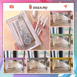 Túi Đựng Bút Trong Suốt Cỡ Lớn chống thấm nước Phong Cách Hàn quốc CREAMY TN02