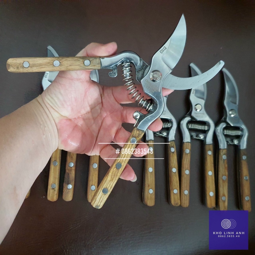 (Tặng lò xo) Kéo nội địa Nhật cán ốp gỗ cực sắc và bền, kéo cắt cành tỉa cành cây cảnh bonsai (Nhật bãi tuyển siêu mới đ