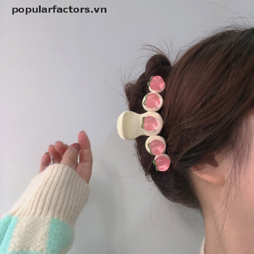 Kẹp tóc càng cua bằng Acrylic hình quả đào ngọt ngào