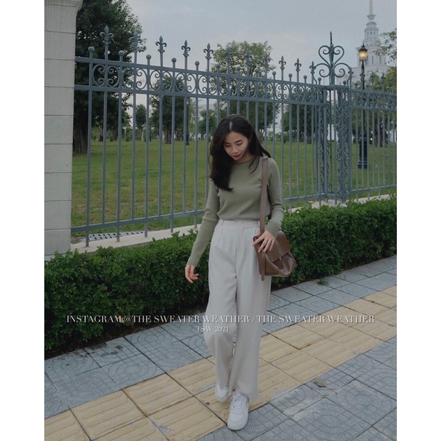 (Ảnh thật) Áo len gân trơn cổ tròn dài tay basic the.sweaterweather TSW | BigBuy360 - bigbuy360.vn