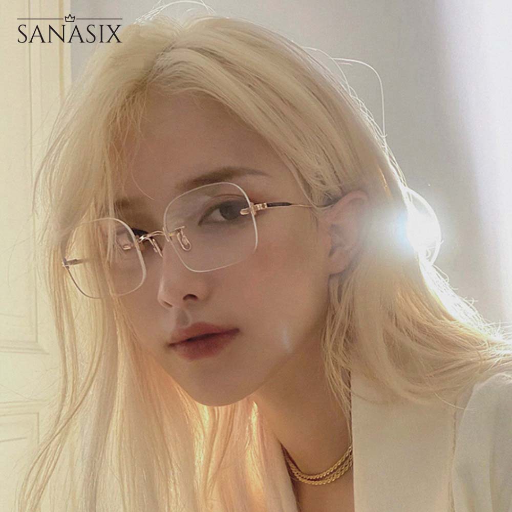 Gọng kính nam nữ mắt gả cận 0 độ, tròng không viền 3511 màu đen, bạc, vàng.Tròng kính chống ánh sáng xanh, chống tia UV | BigBuy360 - bigbuy360.vn