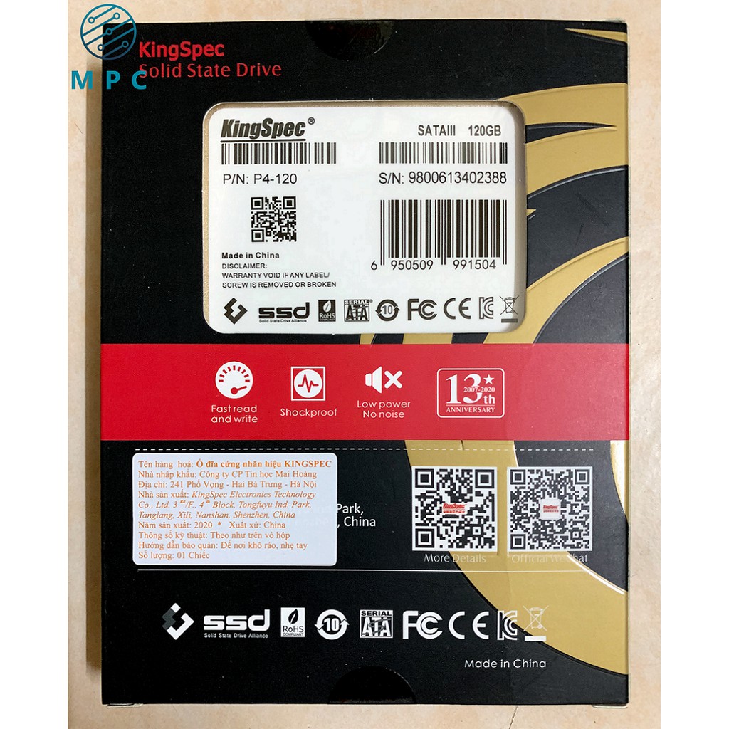 Ổ cứng SSD KingSpec 120Gb / 128Gb / 240Gb / 256Gb / 512Gb 2.5" Sata III - Chính hãng Mai Hoàng - Bảo hành 36 tháng | BigBuy360 - bigbuy360.vn