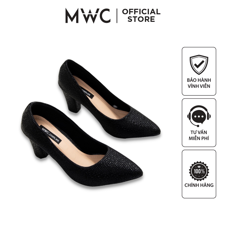 Giày MWC 4192 - Giày Cao Gót Nữ Đế Vuông 7cm Mũi Nhọn Basic
