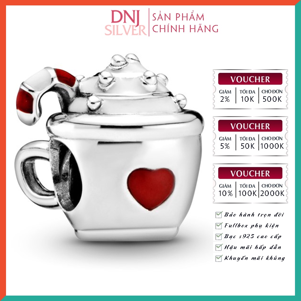 Charm bạc 925 cao cấp, hàng chuẩn bạc - Charm Cocoa &amp; Candy Cane thích hợp để mix vòng tay charm - DN223