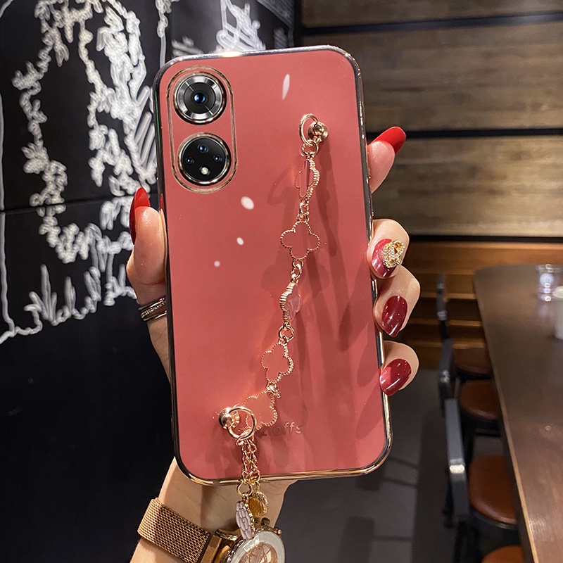 Ốp Điện Thoại Mạ Có Dây Đeo Cho Huawei Honor 50 50SE Nova 9 SE 8i 8 5T 3i 7i 7SE 9Z Honor X9 X8 X7