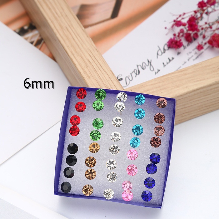 Set 20 đôi bông tai đính đá phong cách unisex hợp thời trang