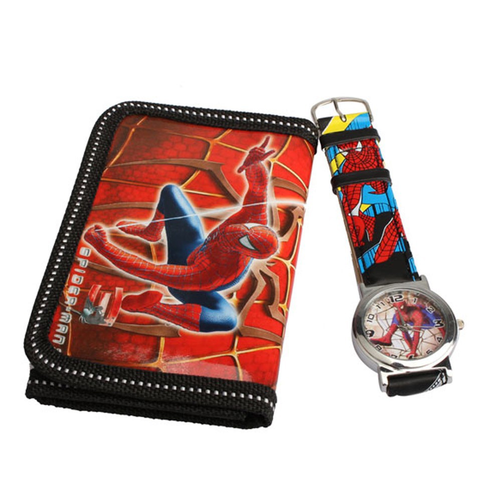 Ví họa tiết Spiderman và đồng hồ đeo tay cho bé trai  Jcàng mua càng rẻ