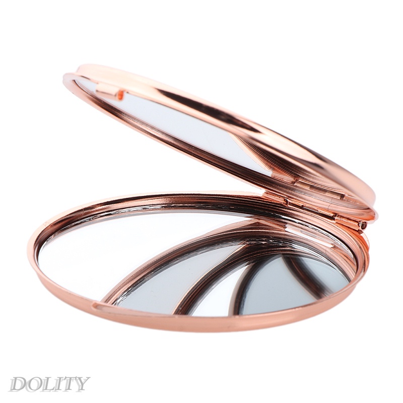 Gương Tròn Mini Cầm Tay Hai Mặt Có Thể Gập Lại Màu Vàng Kim