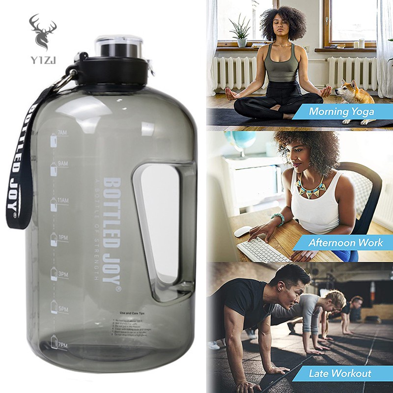 COD&amp; Gallon Water Bottle with Time Marker Large Water Bottle 1 Gallon Water Jug Outdoor Activity Large Capacity &amp;VN