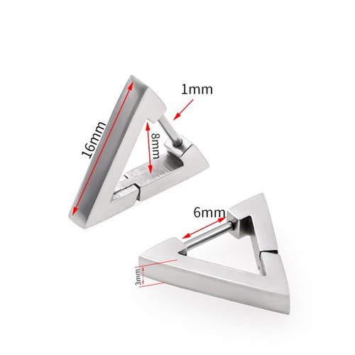 Bông Tai Nam Khoen Hình Tam Giác Titan Không Đen TT 2425