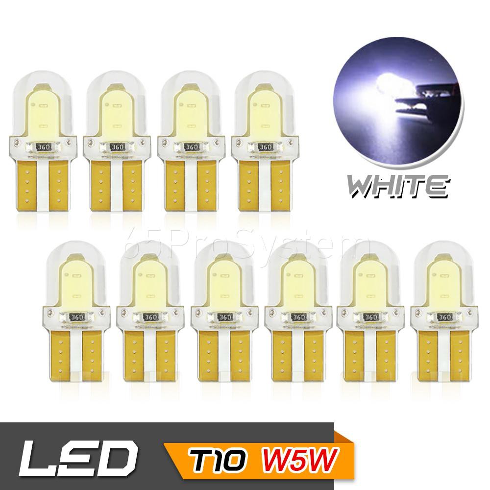 65Infinite (Gói 10 COB LED T10 W5W Trắng) Silicone T10 W5W Đèn biển số mờ