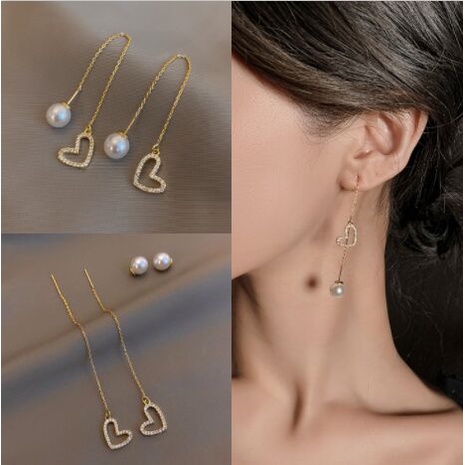 Bông Tai Ngọc Trai Hình Trái Tim Sang Trọng Thời Trang Hàn Quốc 2022